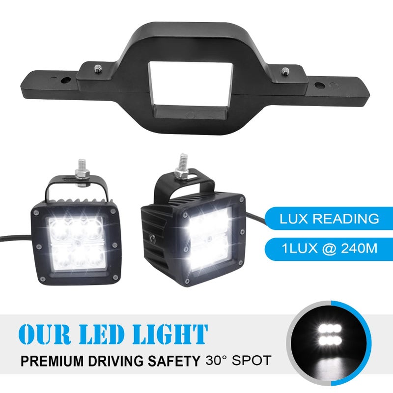Wsays مجموعة أضواء سحب Wsays، 2 قطعة 3" مصابيح LED مع حوامل تثبيت سحب 2.5" وكابل توصيل أضواء عكسية LED للقيادة على الطرق الوعرة متوافقة مع الشاحنة والمقطورة وRV وSUV وبيك أب - Image 3